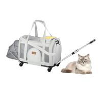 Sac de transport à roulettes extensible pour petits chiens, approuvé par les compagnies aériennes, poche de rangement pour une utilisation en extérieur