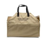 Sac de transport bois de chauffage robuste et résistant pour bûches - 60x46x26cm de 50L. Panier multi usage extra large, accessoire pour poêle, cheminée, brasero (Beige)
