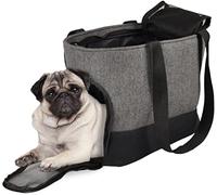 Sac de Transport Chat - Chien - Flamingo Brigitta Gris - 47×21×30 cm - Textile - Ouvertures AV/Haut/arrière - Fond Amovible - Ventilation - Pieds - poignées