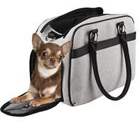 Sac de Transport Chat - Chien - Flamingo Justine Gris Clair - 44×23×32 cm - Textile + Mousse - Ouvertures AV & Haut - Fond Amovible - Ventilation Enroulable - Pieds - bandoulière - Poche