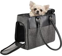 Sac de Transport Chat - Chien - Flamingo Lior Gris - 45×19×29 cm - Textile + Mousse - Ouvertures AV & Haut - Fond Amovible - Ventilation - Pieds - Sangle sécurité - Poche Velcro - poignées