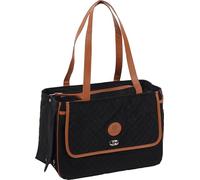 Sac de transport chat - chien - Flamingo Noenie Noir - 41×20×28 cm - polyester + mousse PU - ouvertures haut & côté - 3 poches - ventilation - sangle sécurité - flap enroulable - pieds