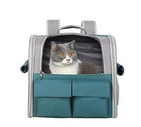 Sac de Transport Chat Petit Chien 10kg Voyage, Grand Sac à Dos Spacieux Souple pour Animal avec 4 Entrées 3 Poches, Portable Pliable Respirant Panier pour Voyage en Train Voiture Avion