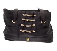 Sac de transport chic et élégant pour petit chien en cuir synthétique orné de chaines et bouclerie dorée. Ferribiella
