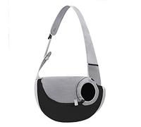 Sac de Transport Chiot Sac à Chat Porte Smartphone Sac Messagère Pochette avec Ceinture de sécurité Bandoulière Non réglable pour Rando avec Chihuahua Taille M Noir