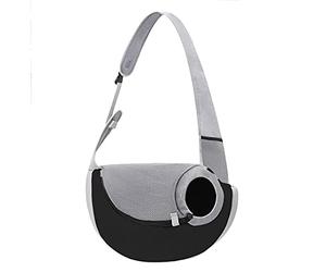 Sac de Transport Chiot Sac à Chat Porte Smartphone Sac Messagère Pochette avec Ceinture de sécurité Bandoulière Non réglable pour Rando avec Chihuahua Taille M Noir