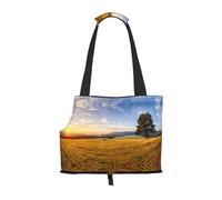 Sac de transport d'automne avec imprimé paysage d'herbe dorée pour petits chiens, chats et lapins