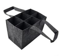 Sac de transport de vin en feutre avec 6 compartiments - Sac fourre-tout en feutre gris avec poignée en cuir pour le rangement et le transport - Support de protection pour fête de mariage, bar à
