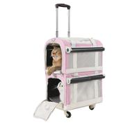 Sac de transport double extra large avec 2 sacs de transport amovibles, sac de transport souple avec roues pour 2 chats ou petits chiens de très grande taille, sac de transport portable à roulettes