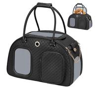 Sac de transport élégant de luxe pour petits chiens, chiens et chats - Avec poches - Avec poches - Noir - 42,9 x 22,9 x 30 cm