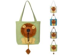 Sac de transport en forme de lion pour chien et chat, en toile respirante pour petits chiens et chats, sac de transport portable pour animal domestique avec sangle réglable (vert, taille L)