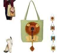 Sac de transport en forme de lion pour chien - Sac de transport réglable pour petits chiens et chats avec trou pour la tête respirant, sac à bandoulière léger pour voyage, shopping, extérieur (vert