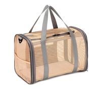 Sac de transport en maille respirante pour animaux de compagnie avec grande sangle d'espace - Tapis amovible pliable pour chats et chiens - 4 fenêtres latérales - Robuste et léger - Poche avant en