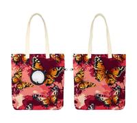 Sac de transport en toile avec motif papillon volant sur peau de léopard pour animal domestique, sac de transport à bandoulière portable pour chat, pour le shopping en plein air, le camping