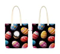 Sac de transport en toile pour animal domestique avec motif œufs de Pâques colorés sur fond noir