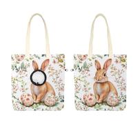 Sac de transport en toile pour animaux de compagnie, motif lapin de Pâques, œufs et fleurs de Pâques, sac de transport à bandoulière pour chat, pour le shopping en plein air, le camping