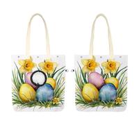 Sac de transport en toile pour animaux de compagnie, motif œufs de Pâques et fleurs, sac de transport à bandoulière portable pour le shopping en plein air, le camping