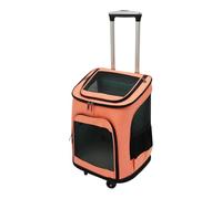 Sac de transport enroulable pour animal de compagnie - 34 × 28 × 44 cm - Mallette de transport pliable pour animaux de compagnie avec 4 roulettes et poignée télescopique, respirant et stable (orange)