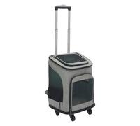 Sac de transport enroulable pour animaux de compagnie - 34 × 28 × 44 cm - Mallette de transport pliable pour animaux de compagnie avec 4 roulettes et poignée télescopique, respirante et stable (gris)