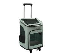 Sac de transport enroulable pour animaux de compagnie - 34 × 28 × 44 cm - Mallette de transport pliable pour animaux de compagnie avec 4 roulettes et poignée télescopique, respirante et stable (vert)
