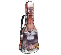 Sac de transport épais rembourré et imperméable pour guitare acoustique Motif tigre animal avec couronne de fleurs Pour guitares de 101,6 cm, 104,3 cm, 106,7 cm, Multicolore 01., 42.9x16.9x4.7 in, Sac