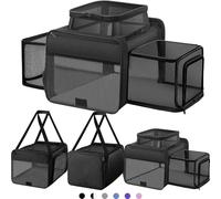 Sac de transport extensible sur le dessus et sur les 2 côtés pour chat - 45,7 x 27,9 x 27,9 cm - Approuvé par les compagnies aériennes par la TSA - Sac de transport souple avec fermetures éclair