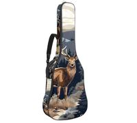 Sac de transport imperméable pour guitare acoustique 101/104/106 cm avec couche de protection en éponge, plusieurs poches, beau cerf, multicolore, 42.9x16.9x4.7 in, Sac pour guitare