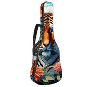 Sac de transport imperméable pour guitare acoustique, avec plusieurs poches, beau étui pour guitare acoustique de 101,6 cm, 101,6 cm, tigre mignon et fleur, multicolore, 42.9x16.9x4.7 in, Sac pour