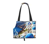 Sac de transport imprimé île grecque avec vue sur la mer - Sac de promenade pour chiens de petite taille, chats et lapins