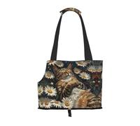 Sac de transport imprimé marguerites et chats mignons pour chiots et chiens de petite taille
