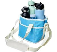 Sac de transport isotherme pour 4 tasses, porte-bouteille d'eau avec poignée et sangle, sac fourre-tout avec séparateur réglable, réutilisable pour 4 boissons pour café, voyage, sport et sorties en