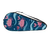 Sac de transport léger pour raquette de tennis Motif crabes roses sur vagues bleues Pour jeunes et adultes