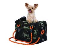 Sac de transport - M PETS - REMIX 2 en 1 Camouflage & Orange - 41 x 28 x 28 cm - Pliable - Léger - Ceinture baudrier