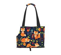 Sac de transport mignon avec imprimé renard et fleur pour petits chiens, chats et lapins
