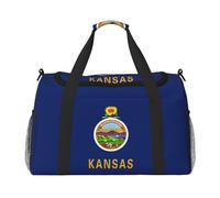 Sac de transport pliable de grande capacité avec imprimé drapeau de l'État du Kansas pour les escapades en avion