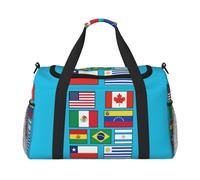 Sac de transport pliable de grande capacité avec imprimé drapeaux de différents pays pour les escapades en avion