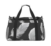Sac de transport pliable de grande capacité avec imprimé plumes pour escapades en avion