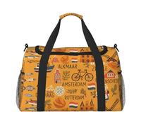 Sac de transport pliable de grande capacité avec symboles de la culture néerlandaise pour les escapades en avion