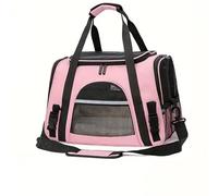 Sac de transport pliable et lavable pour chats et chiots de petite et moyenne taille jusqu'à 6,8 kg, approuvé par les compagnies aériennes, lavable pour la maison, l'extérieur, les voyages (rose)