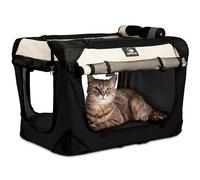 Sac de transport pliable et portable pour 2 chats ou chiens de taille moyenne avec lit souple, chargement par le haut et le côté, fermetures éclair verrouillables, cage et niche pour chiot
