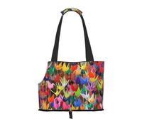 Sac de transport pliable pour chat et chien, en papier origami, sac fourre-tout imperméable et pliable pour petits chiens, sac de transport de voyage respirant avec crochet de sécurité et fenêtre de