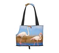 Sac de transport pliable pour chat et chien, motif flamant rose dans l'eau, sac fourre-tout imperméable et pliable pour petits chiens, sac de transport de voyage respirant avec crochet de sécurité et