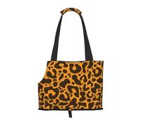Sac de transport pliable pour chat et chien, motif léopard, imperméable, pliable pour petits chiens, sac de transport de voyage respirant avec crochet de sécurité et fenêtre de visualisation (34 x 36