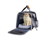 Sac de transport pliable pour chat - Gris - Portable | Boîte de transport pour chats et chiens, idéale pour les voyages ou l'extérieur, pliable, rembourrée, grand volume