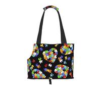 Sac de transport pliable pour petit chien, motif personnalisé, pièces de puzzle pour sensibilisation à l'autisme