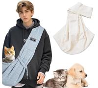Sac de transport portable de grande capacité avec sac de rangement, sac à bandoulière pour chat et chien, convient pour les chiots de 0 à 7,3 kg, petits chiens et chats en plein air (blanc)