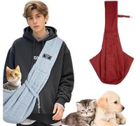 Sac de transport portable de grande capacité avec sac de rangement, sac à bandoulière pour chat et chien, convient pour les chiots de 0 à 7,3 kg, petits chiens et chats (carreaux rouges et noirs)
