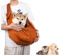 Sac de transport portable de grande capacité avec sac de rangement, sac à bandoulière pour chat et chien, convient pour les chiots de 0 à 7,3 kg, petits chiens et chats (marron)