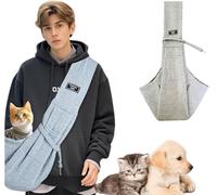 Sac de transport portable de grande capacité avec sac de rangement, sac à bandoulière pour chat et chien, convient pour les chiots de 0 à 7,3 kg, petits chiens et chats (gris)
