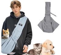 Sac de transport portable de grande capacité avec sac de rangement, sac à bandoulière pour chat et chien, convient pour les chiots de 0 à 7,3 kg, petits chiens et chats en plein air (carreaux noirs et